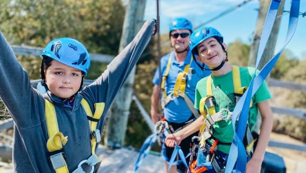 At The Top Of The Double Zip Lines At Butter And Egg Adventures In Troy Alabama